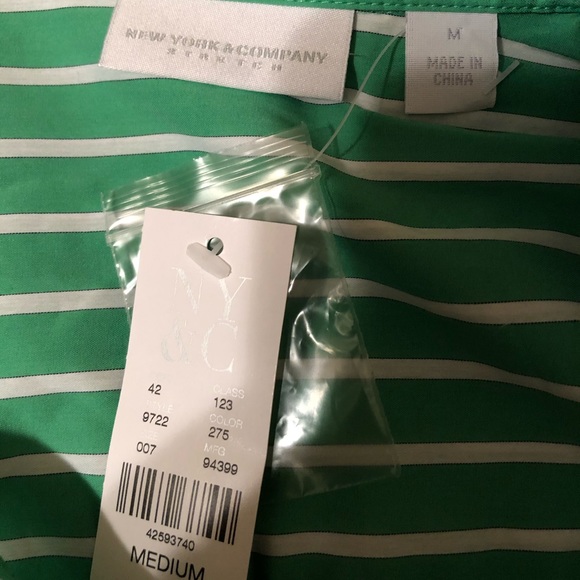 NY&Co Green/White Striped Button Down Shirt - Picture 6 of 8